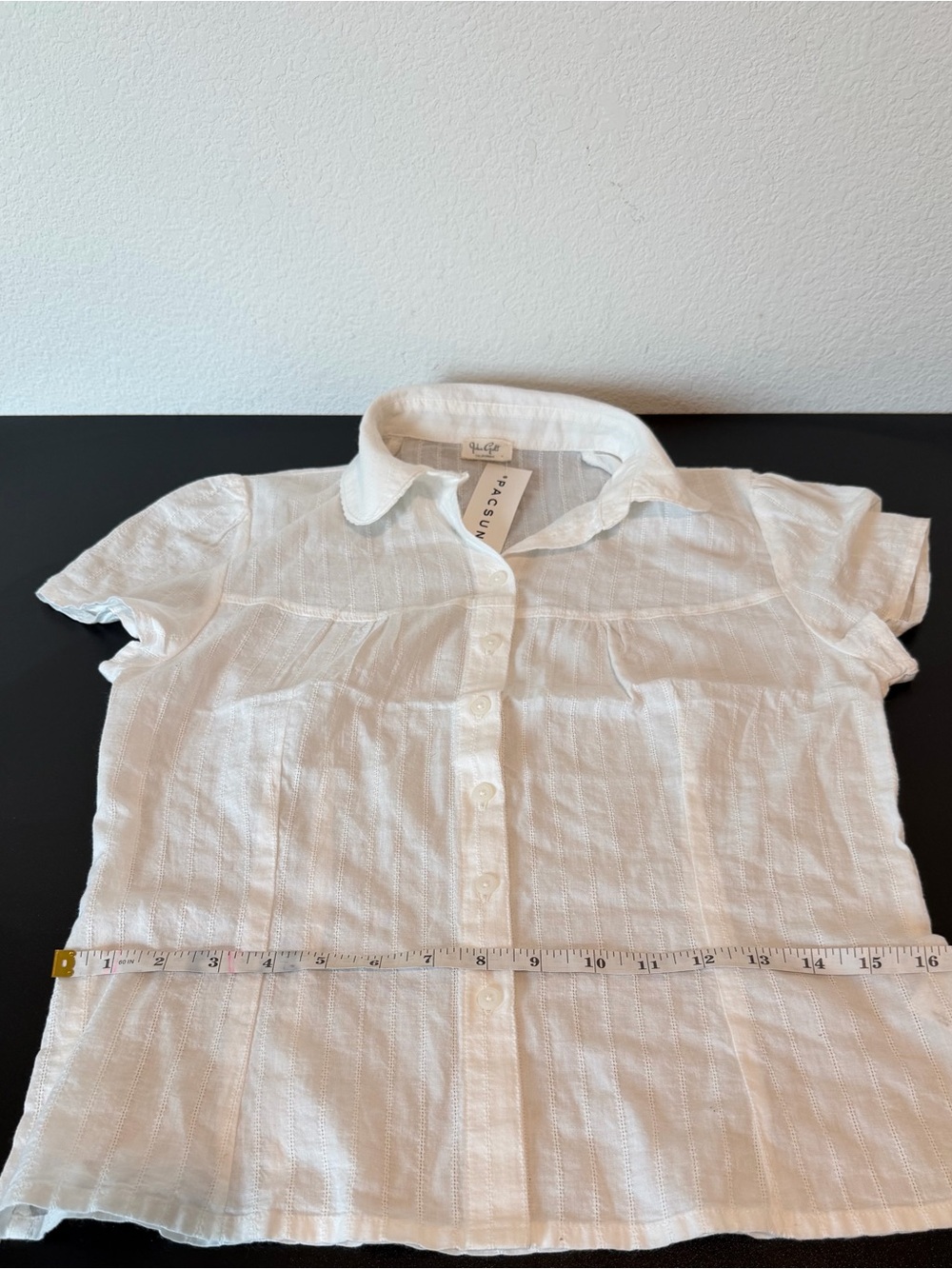 John Galt White Textured Button-Up Shirt One Size NWT PacSun